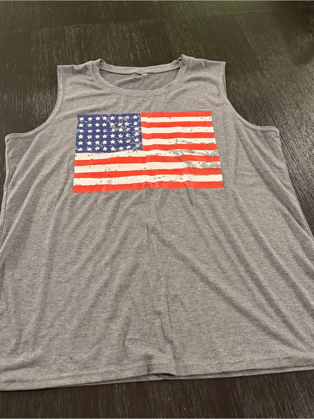 Amazon Gray Tank Top with Distressed American Flag